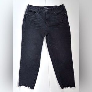 Washed Out Black Distressed Raw Hem Cropped Jeans 10 Whimsigoth Fairy Grunge